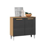 Balcão Cozinha Com Tampo 92cm 2 Portas Nicole A09 - D'rossi Cor Atacama E Grafite - 2