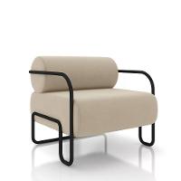 Poltrona Sala De Estar Industrial Preto Ameli Veludo K01 - D'rossi Cor Bege - 1