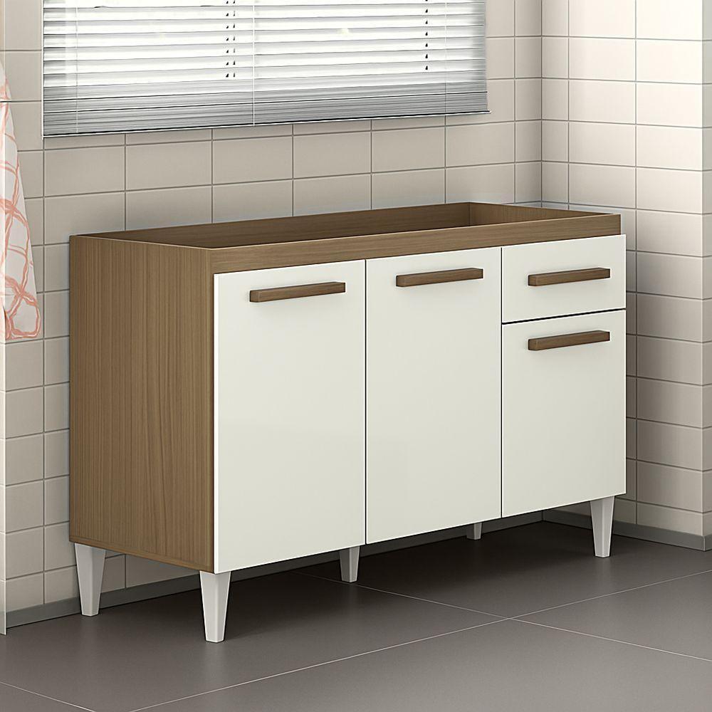 Balcão Cozinha Com Tampo 120cm 1 Gaveta Grazieli Atacama/off White A09 - D'rossi - 2