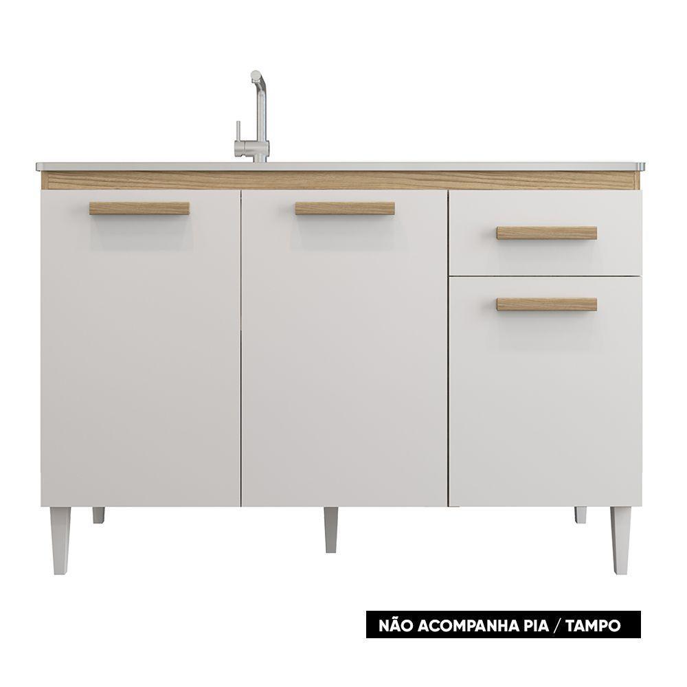 Balcão Cozinha Com Tampo 120cm 1 Gaveta Grazieli Atacama/off White A09 - D'rossi - 3