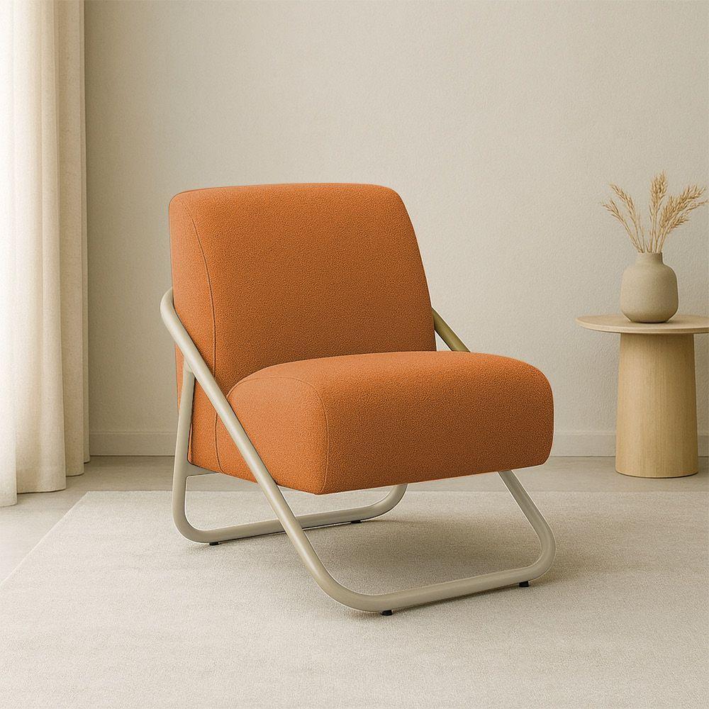 Poltrona Sala Decorativa Industrial Champanhe Martina Bouclê K01 - D'rossi Cor Caramelo - 1