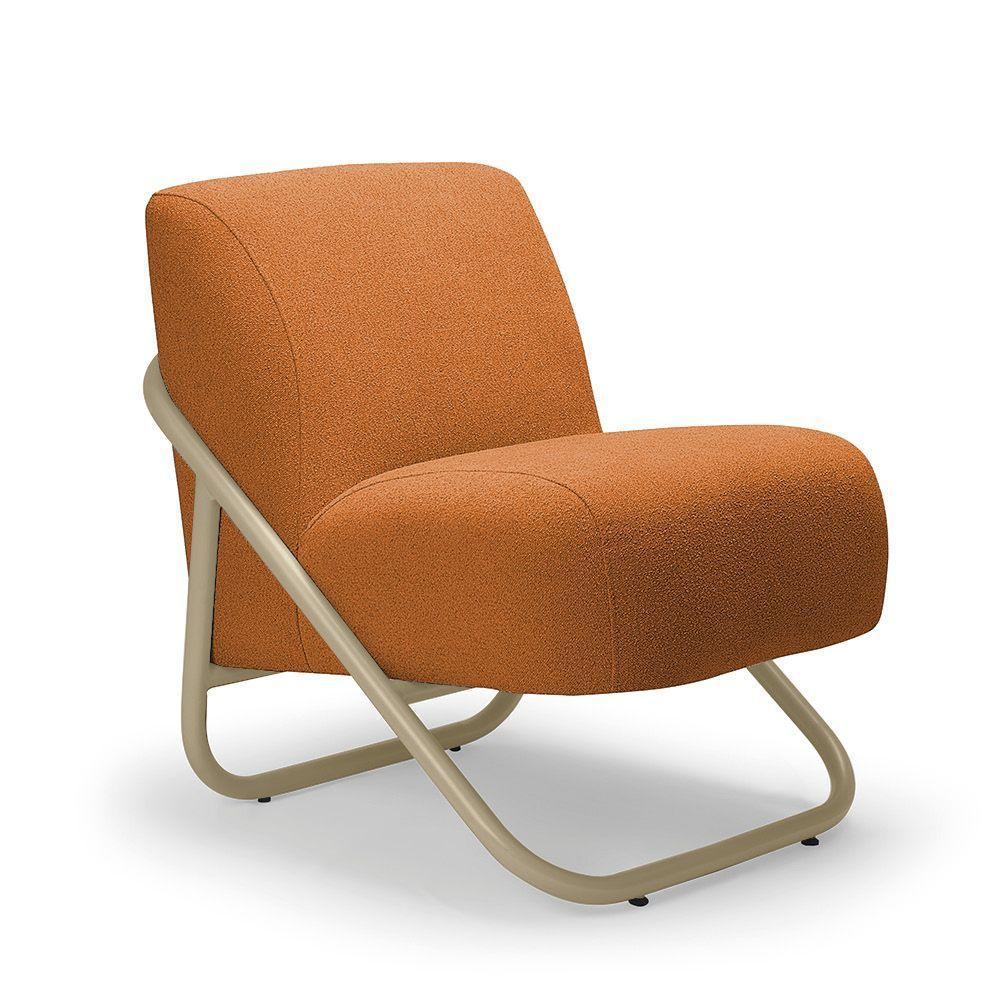 Poltrona Sala Decorativa Industrial Champanhe Martina Bouclê K01 - D'rossi Cor Caramelo - 2