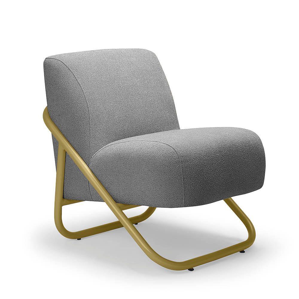 Poltrona Sala Estar Industrial Dourado Kit 2 Martina Bouclê K01 - D'rossi Cor Grafite - 5