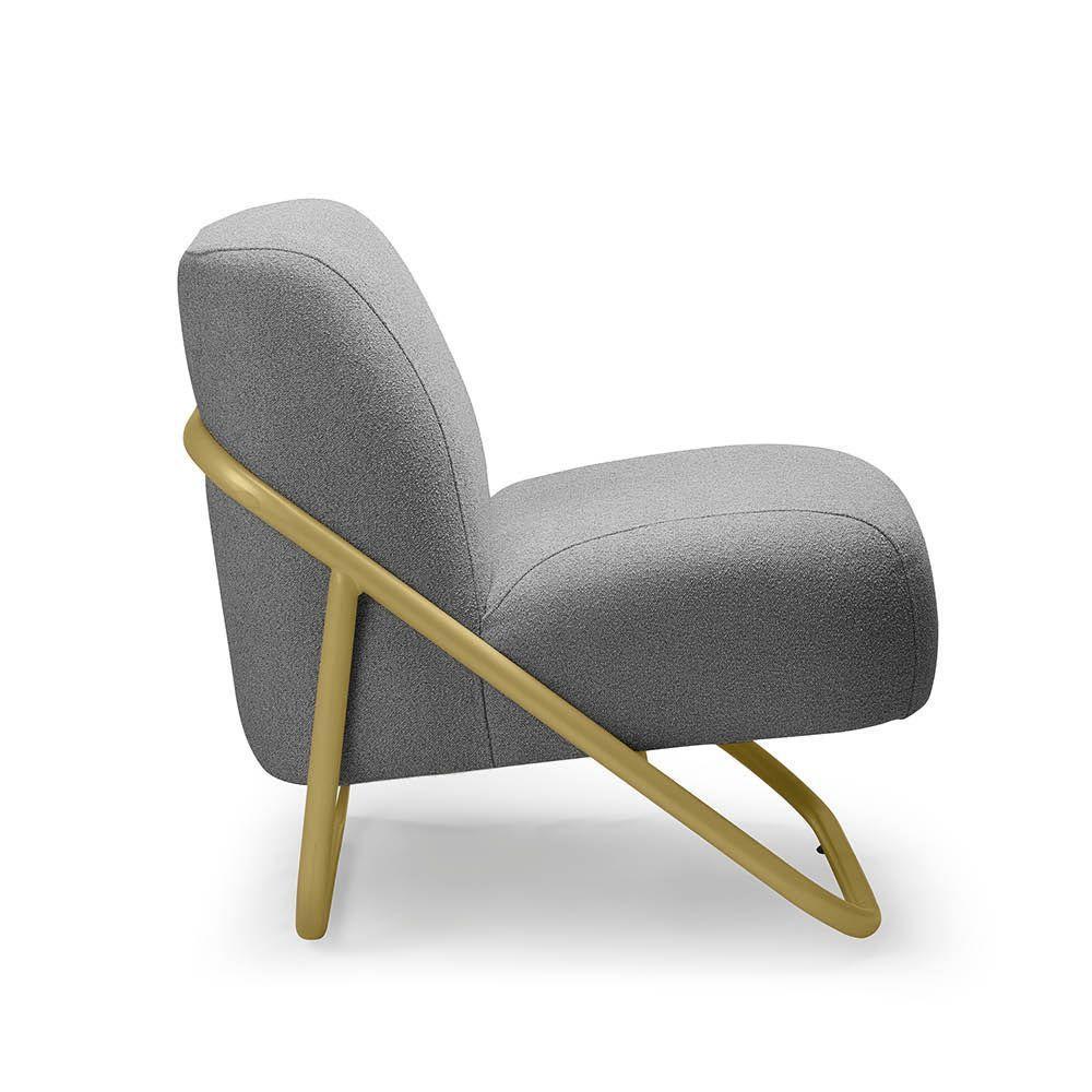 Poltrona Sala Estar Industrial Dourado Kit 2 Martina Bouclê K01 - D'rossi Cor Grafite - 6