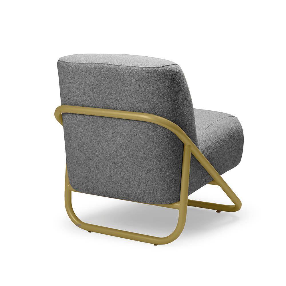 Poltrona Sala Estar Industrial Dourado Kit 2 Martina Bouclê K01 - D'rossi Cor Grafite - 7