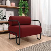 Poltrona Sala De Estar Industrial Preto Ameli Veludo K01 - D'rossi Cor Vermelho - 2