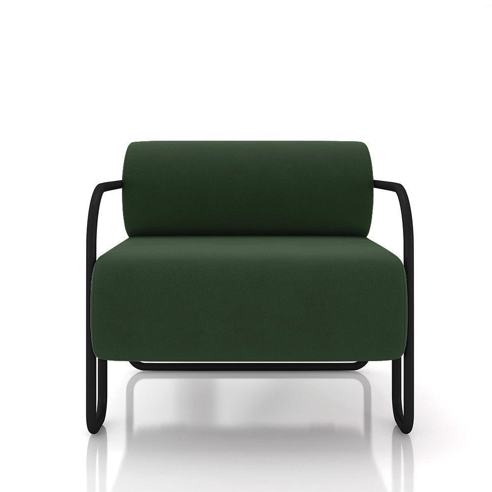 Poltrona Sala De Estar Industrial Preto Ameli Veludo K01 - D'rossi Cor Verde Musgo - 3