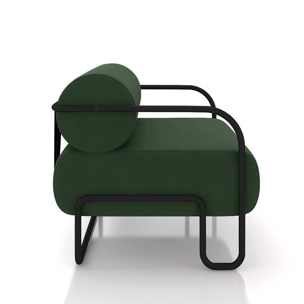 Poltrona Sala De Estar Industrial Preto Ameli Veludo K01 - D'rossi Cor Verde Musgo - 4