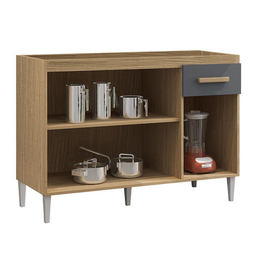 Balcão Cozinha Com Tampo 120cm 1 Gaveta Grazieli A09 - D'rossi Cor Atacama E Grafite - 5