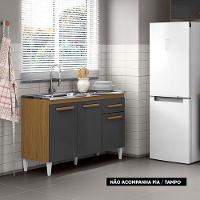 Balcão Cozinha Com Tampo 120cm 1 Gaveta Grazieli A09 - D'rossi Cor Atacama E Grafite - 1