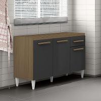 Balcão Cozinha Com Tampo 120cm 1 Gaveta Grazieli A09 - D'rossi Cor Atacama E Grafite - 2