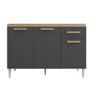 Balcão Cozinha Com Tampo 120cm 1 Gaveta Grazieli A09 - D'rossi Cor Atacama E Grafite - 7