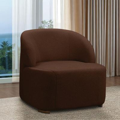 Poltrona Decorativa Orgânica Para Sala Diully Bouclê E03 Tecido Bouclê Marrom D'Rossi