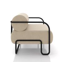 Poltrona Sala De Estar Industrial Preto Kit 2 Ameli Veludo K01 - D'rossi Cor Bege