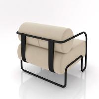 Poltrona Sala De Estar Industrial Preto Kit 2 Ameli Veludo K01 - D'rossi Cor Bege - 5