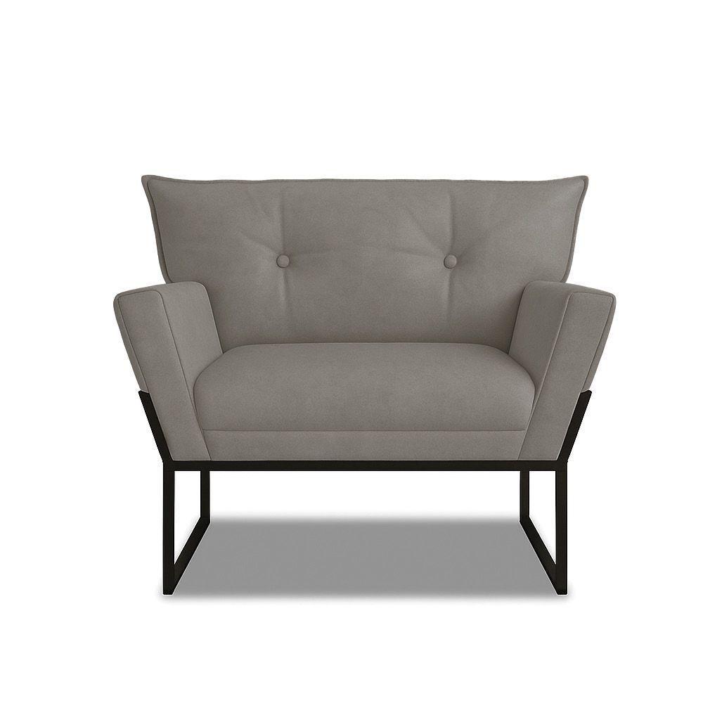 Poltrona Anitta Base Industrial Preto Suede Grafite D03 - D'rossi - 3