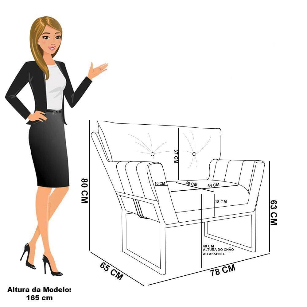 Poltrona Anitta Base Industrial Preto Suede Grafite D03 - D'rossi - 6