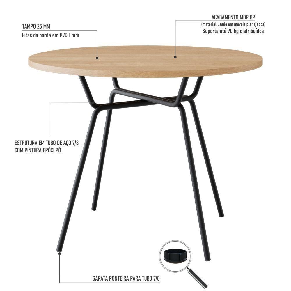 Conjunto Mesa De Jantar Soho Redonda C/ 04 Cadeiras Next Est.preta - Nogueira E Preto Nogueira E Preto - 5