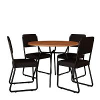 Conjunto Mesa De Jantar Soho Redonda C/ 04 Cadeiras Next Est.preta - Nogueira E Preto Nogueira E Preto - 2