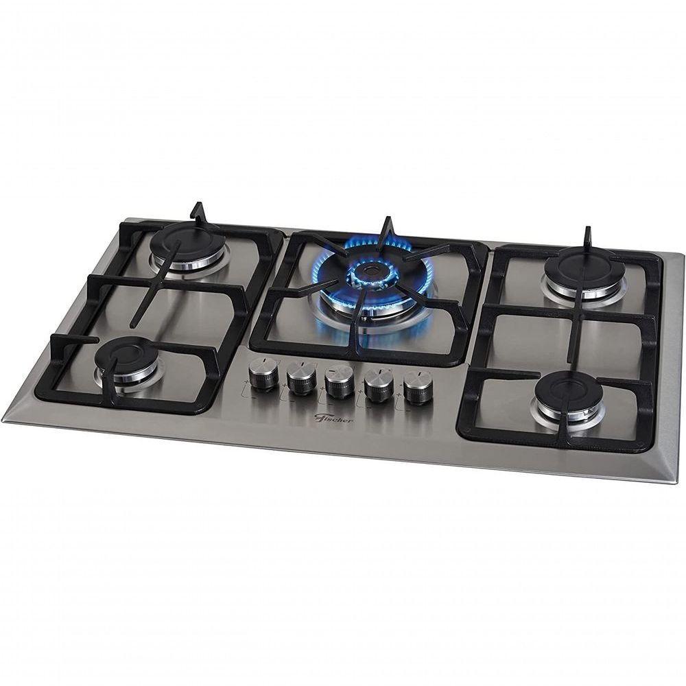 Fogão Cooktop Fischer 5 Bocas Tripla Chama - Mesa Inox 23678-54121 Bivolt - 1