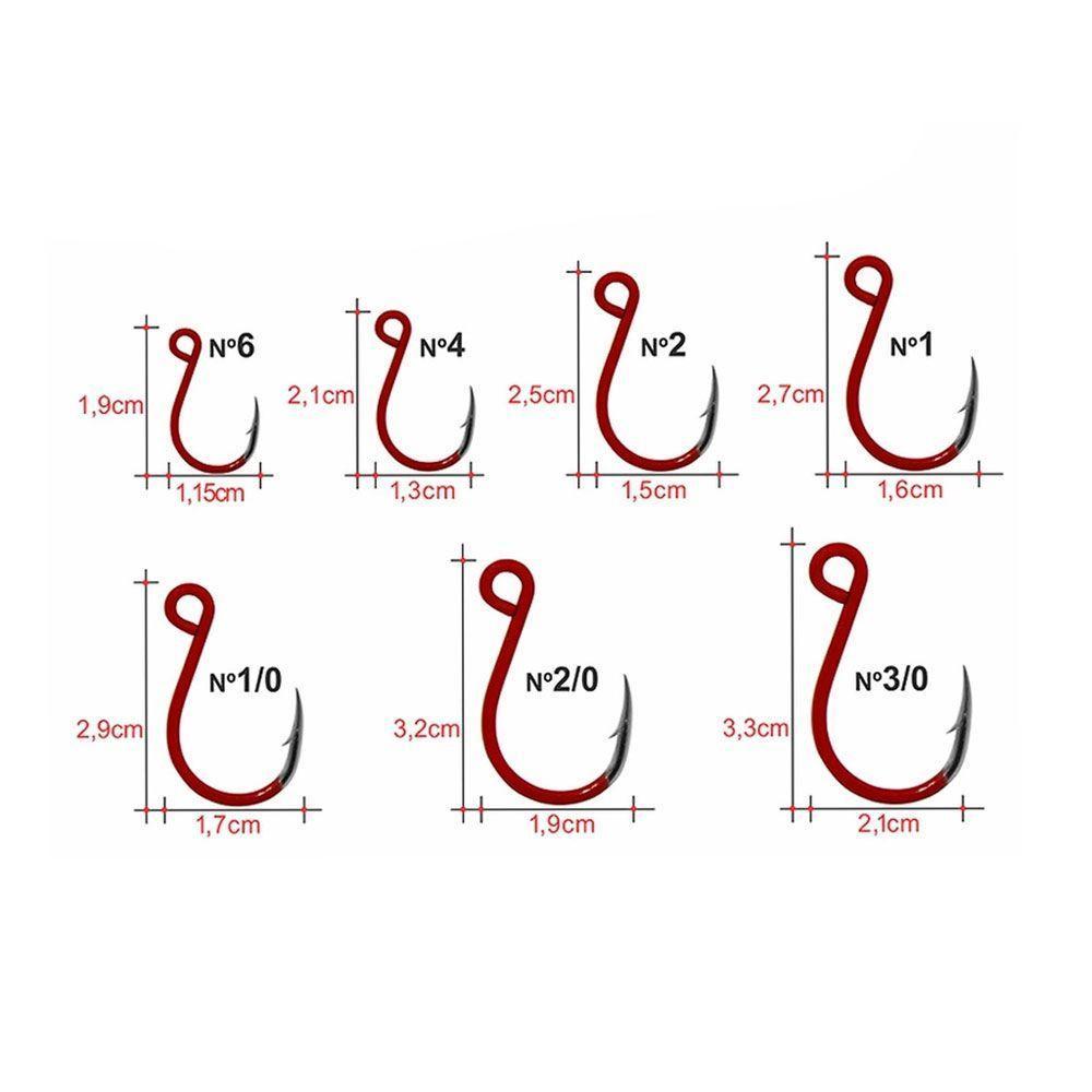 Anzol Maruri Kaiju Red Vermelho Olho Virado Tamanho N2/0 - 4