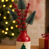 Jogo 3 Galhos Decor Natal 3 Pinheiros Nevados E Berries 48cm - Magizi - 2