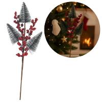 Jogo 3 Galhos Decor Natal 3 Pinheiros Nevados E Berries 48cm - Magizi