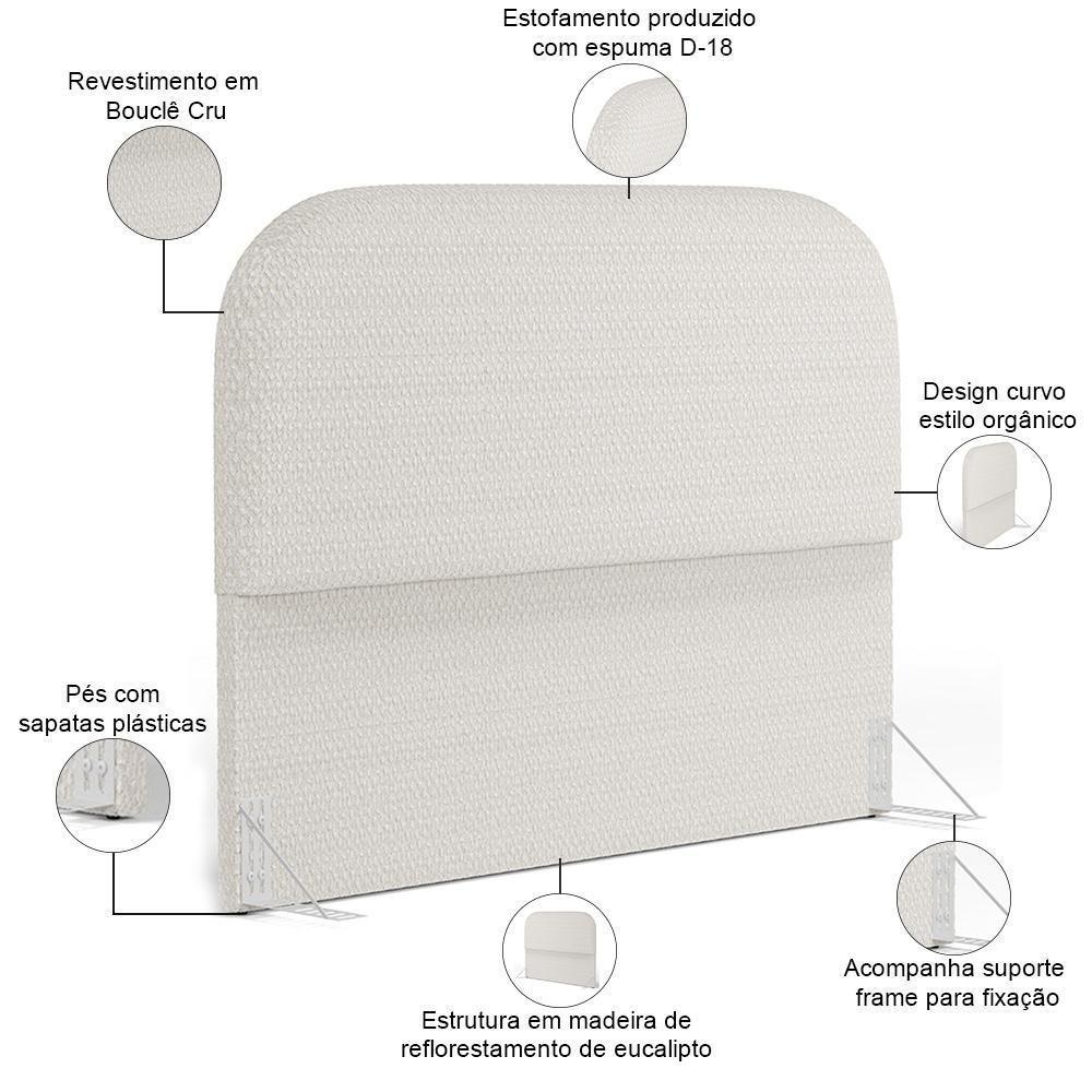 Cabeceira Cama Box Casal 140cm Orgânica Lanna W01 Bouclê Cru - Lyam Decor - 4