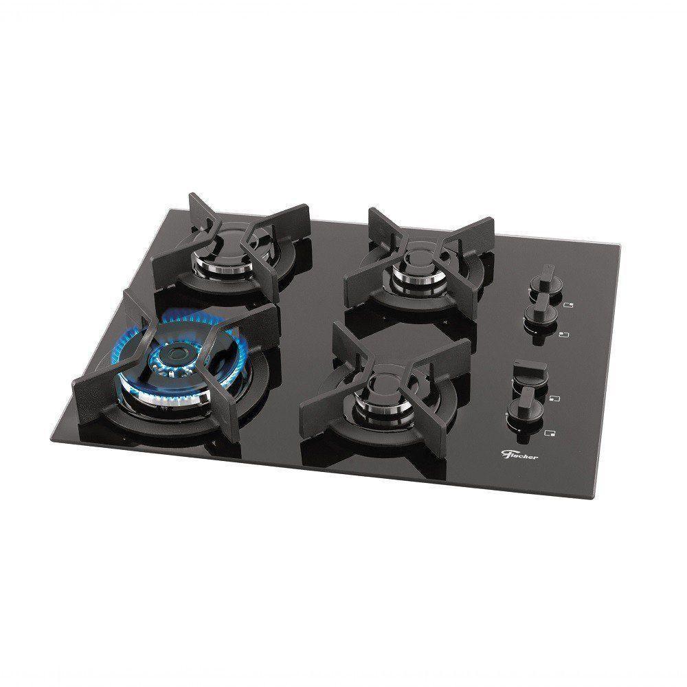 Fogão Cooktop Fischer 4 Bocas Tripla Chama Infinity Preto 26297 - 57076 Bivolt - 1
