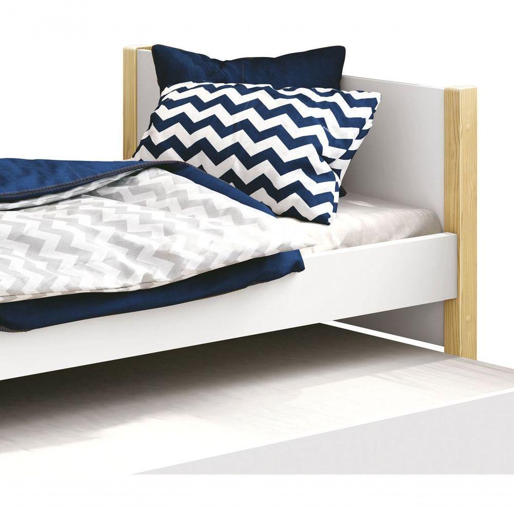 Cama Babá Solteiro Com Auxiliar Simba Branco Fosco Com Natural - Moveisaqui - 4