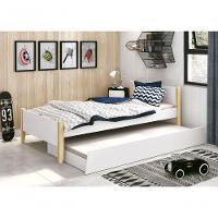 Cama Babá Solteiro Com Auxiliar Simba Branco Fosco Com Natural - Moveisaqui - 2