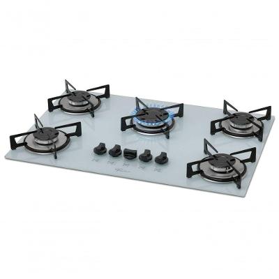 Cooktop a Gás Fischer 1642-6986 5 Bocas Vidro Temperado Branco Acendimento Automático Bivolt