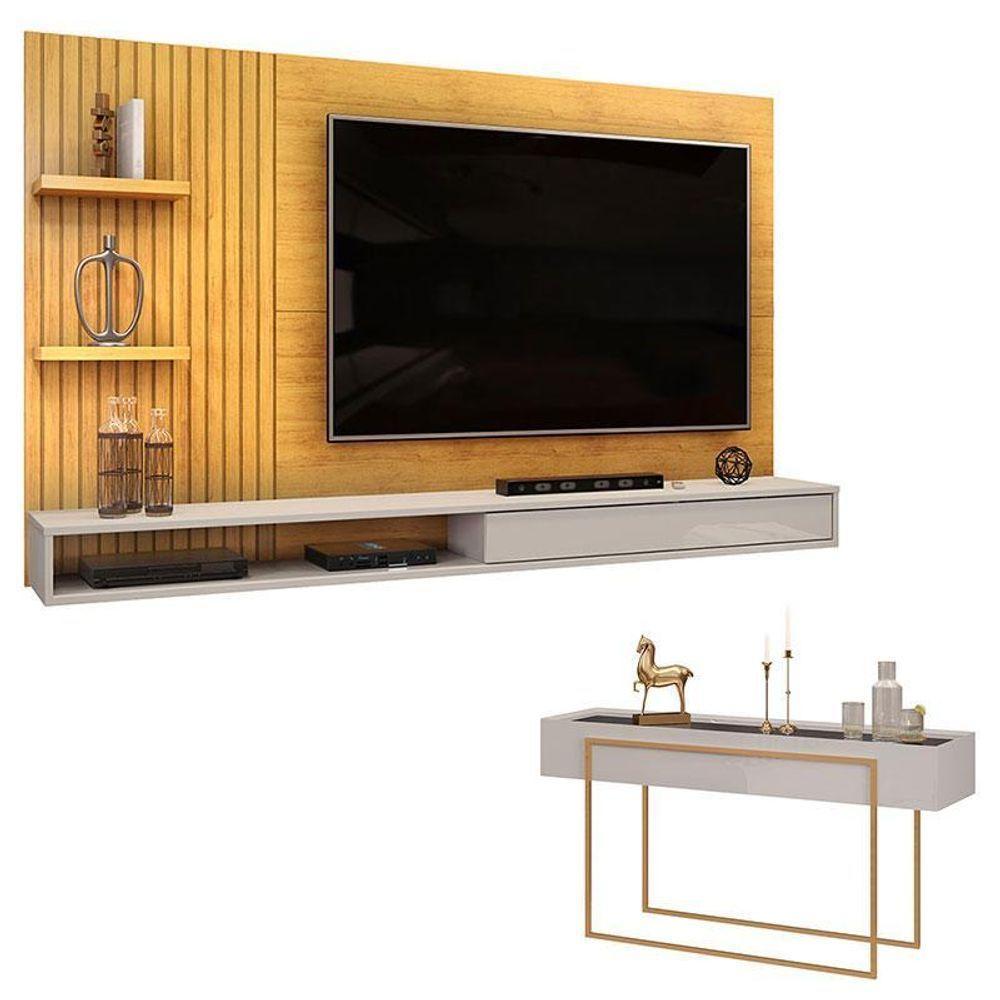 Painel Para Tv Suspenso Bento Cedro Bali E Aparador Para Sala Suri Bali – Dj Móveis - 1