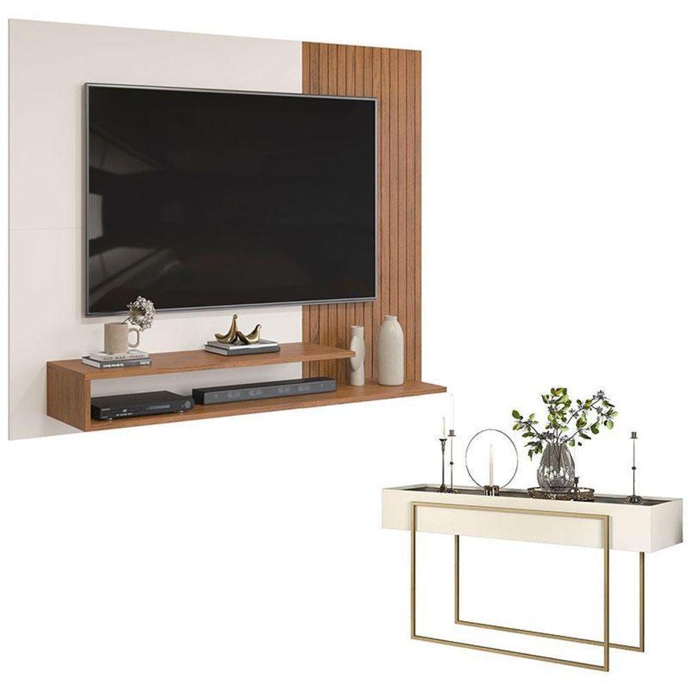 Painel Para Tv Nando Freijó Off White E Aparador Suri Off White – Dj Móveis - 1