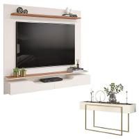 Painel Para Tv Levi Off White Freijó E Aparador Para Sala Suri Off White – Dj Móveis - 1