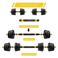 Kit Halteres Ajustáveis 3 Em 1 Até 20 Kg Musculação Ahead Sports Preto E Amarelo - 2