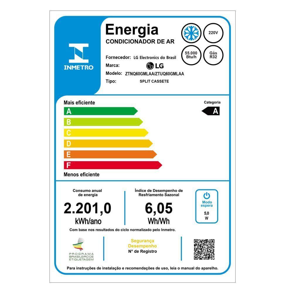 Ar Condicionado Split Cassete 4 Vias Inverter LG 55.000 Btus Frio 220V R-32 - 8