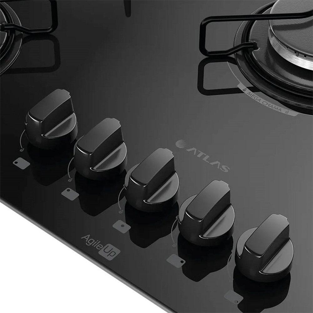 Cooktop 5 Bocas Agile Up Acendimento Automático Atlas Preto Bivolt - 3