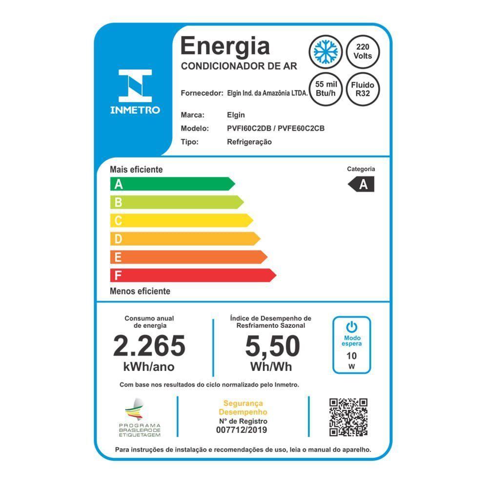 Ar Condicionado Split Inverter Elgin Inverter 55.000 Btus Preto Frio 220V R-32 - 7