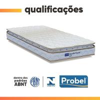 Colchão Solteiro Probel Espuma D33 Pillow Top 88x188x18cm Guarda Costas Lyon Branco/bege