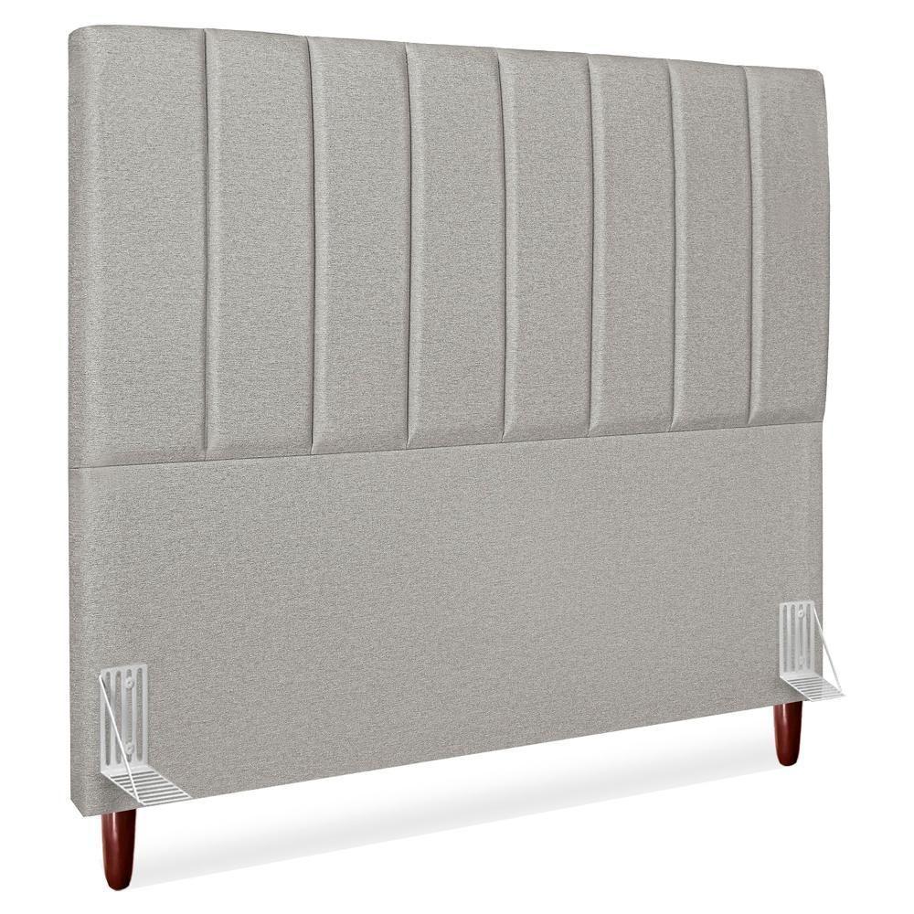 Cabeceira Casal 140 Cm Com Frame Carla Linho Cinza Artte Cinza - 1