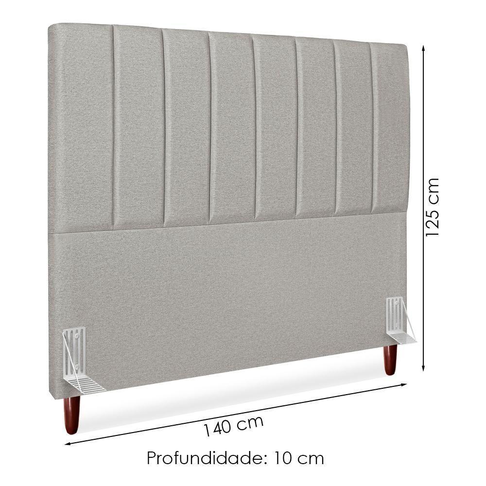 Cabeceira Casal 140 Cm Com Frame Carla Linho Cinza Artte Cinza - 3