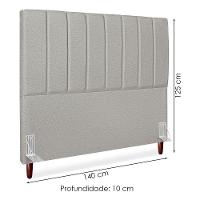 Cabeceira Casal 140 Cm Com Frame Carla Linho Cinza Artte Cinza - 3