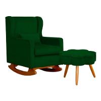 Poltrona De Amamentação Com Balanço E Puff Aurora Suede Verde Sj Móveis E Decoração - 1