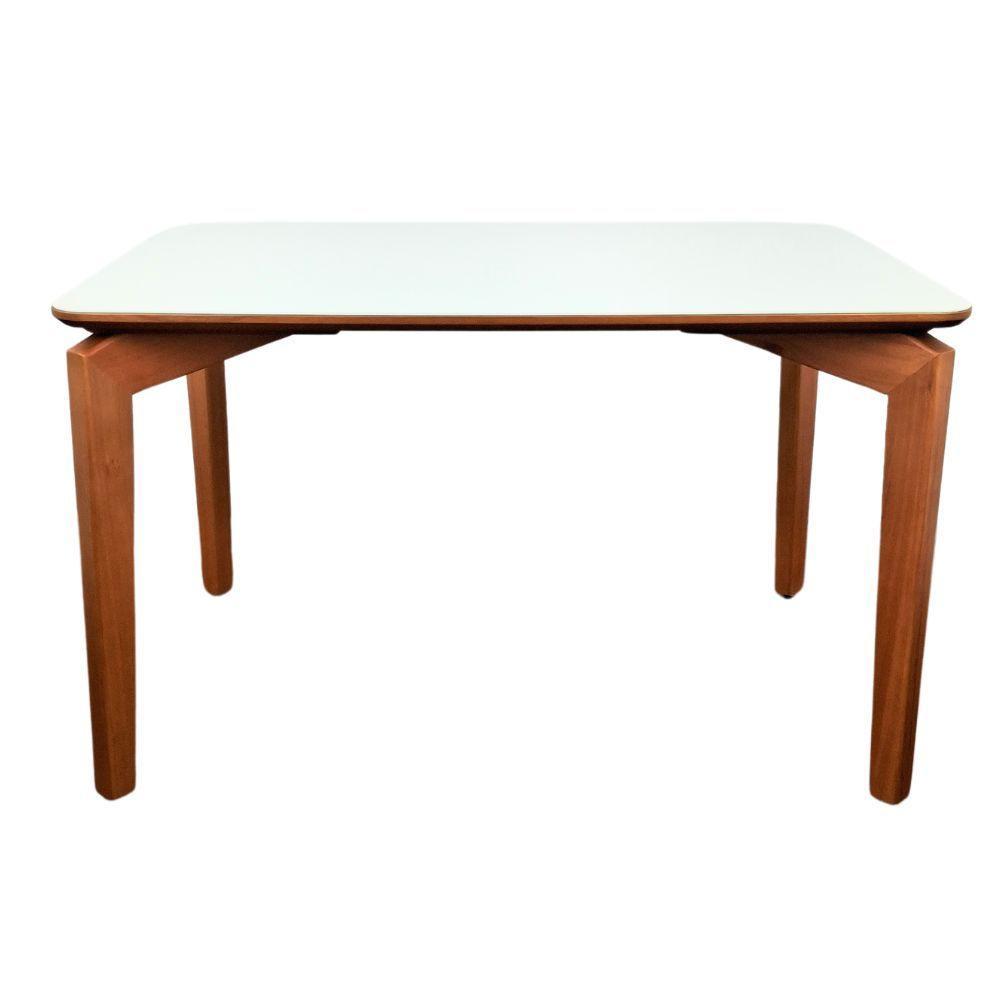 Mesa Alpha 160x90cm - Castanho Claro Tampo Vidro Off White - 1