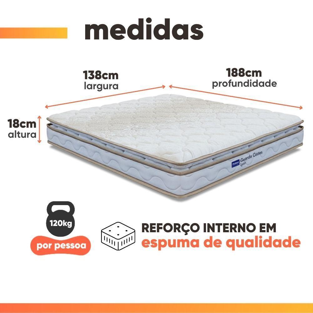 Cama Box Casal Probel Espuma D33 Pillow Top 138x188x56cm Guarda Costas Lyon Branco/bege Branco / Bege - 4