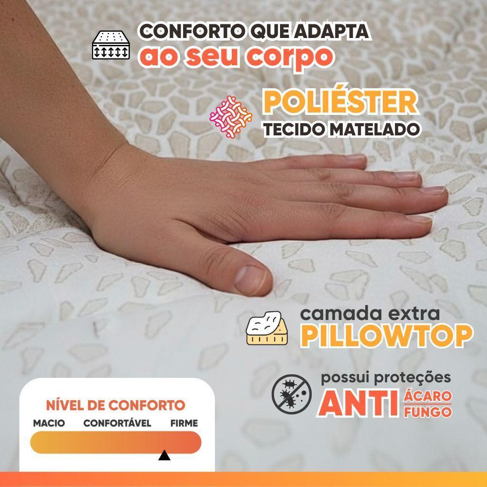 Cama Box Casal Probel Espuma D33 Pillow Top 138x188x56cm Guarda Costas Lyon Branco/bege Branco / Bege - 5