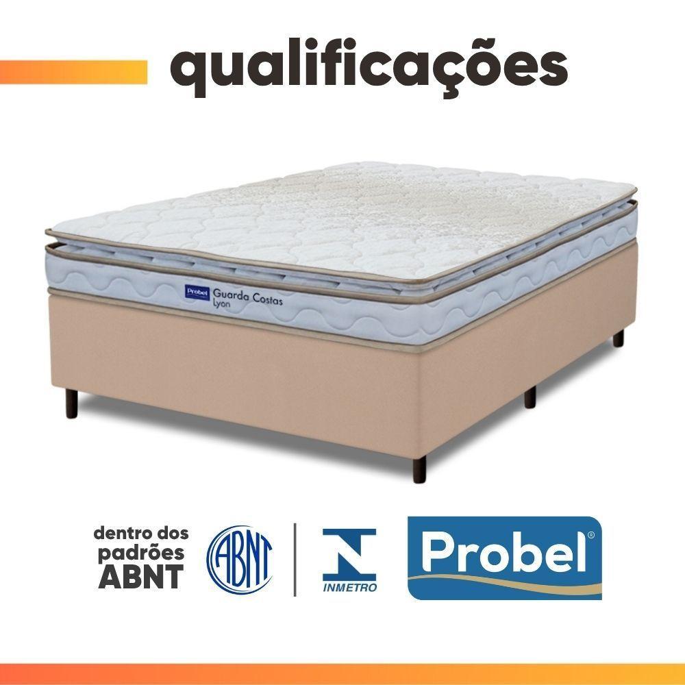 Cama Box Casal Probel Espuma D33 Pillow Top 138x188x56cm Guarda Costas Lyon Branco/bege Branco / Bege - 6