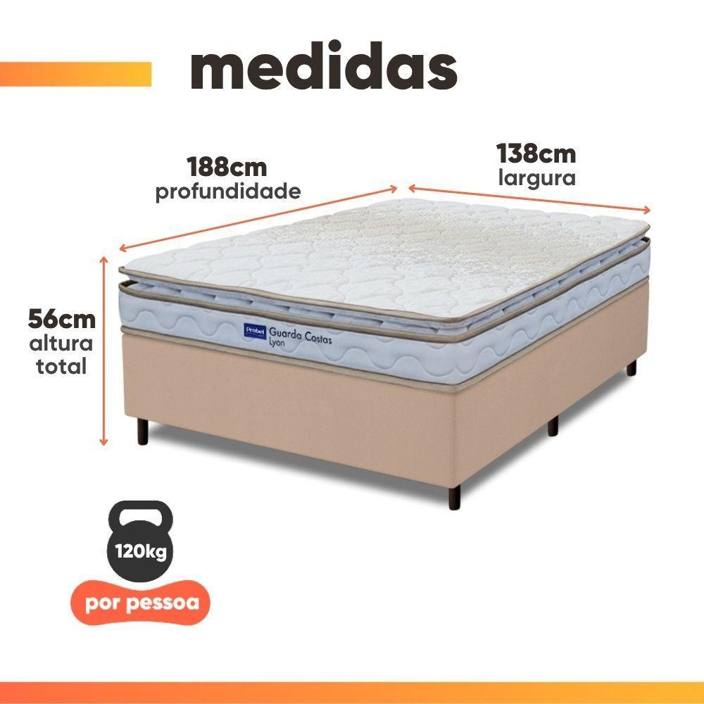 Cama Box Casal Probel Espuma D33 Pillow Top 138x188x56cm Guarda Costas Lyon Branco/bege Branco / Bege - 7