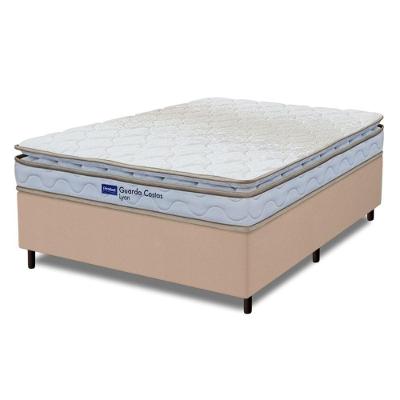 Cama Box Casal Probel Espuma D33 Pillow Top 138x188x56cm Guarda Costas Lyon Branco/bege Branco / Bege